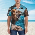 thumbnail image 4 of Lsque Ice Blue Coastal Lion pattern Hawaiian Shirt for Men, Unisex Summer Beach Casual Short Sleeve Button Down Shirts-3X-Large, 4 of 9