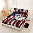 thumbnail image 2 of Manfei Vintage Basketball Queen Sheets,Classic Us Flag Striped Queen Sheet Sets,Red White,4pcs,1 Flat Sheet, 1 Fitted Sheet and 2 Pillowcases, 2 of 6