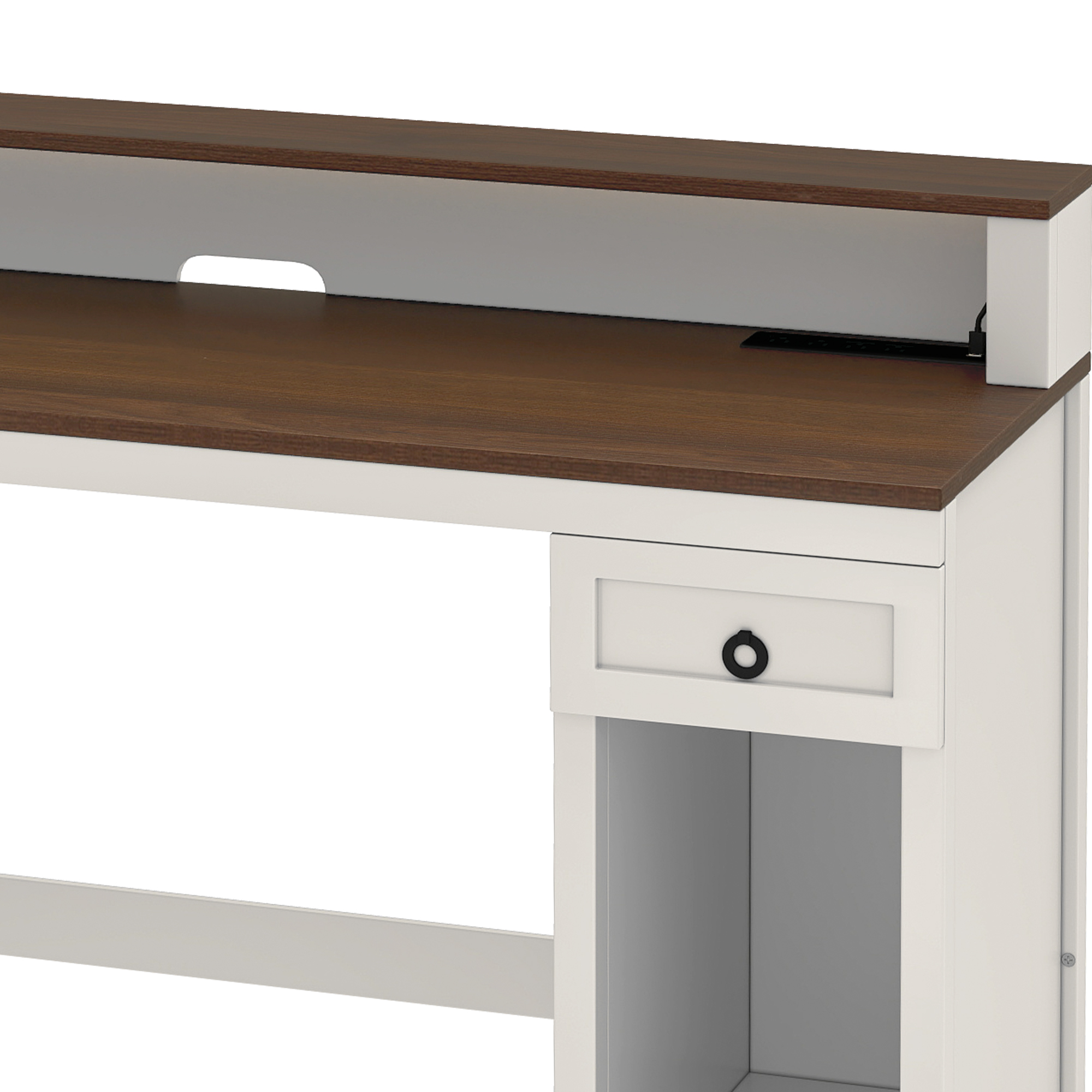 Uforic Office Computer Desk with LED Lights & Storage Shelves, Gaming Desk with Drawer & Door, White