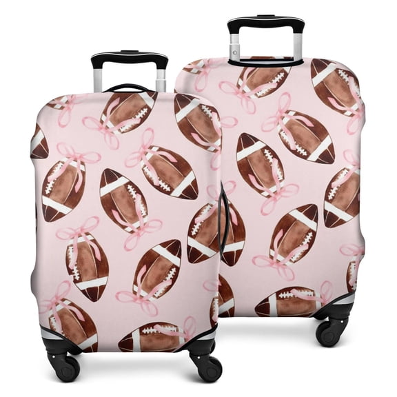 Pink Footballs with Bows Pattern Luggage Cover Fashion Suitcase Cover Baggage Covers Fit 25-28 Inch Luggage (Go Travel)