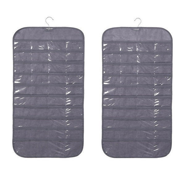 Xihbxyly Organizador de Joyas para Colgar, 80 Compartimentos, Ventana de Pvc Transparente, Diseño Compacto, Ideal para Armario o Puerta, Ideal para Dormitorio y Sala de Estar, Color Beige y Blanco, 8