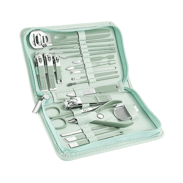 22 Piezas Cortauñas Y Pedicura Kit Manicura Profesional Verde Labg