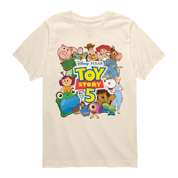 Toy Story 5 - Character Collage - Youth Boys Short Sleeve Graphic T-Shirt