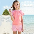 thumbnail image 2 of RUTAYY Girls Swimwear Summer Short Sleeve Prints Swimwear Beach Swimsuit Bikini Sun Protection Swimwear, Pink, 9-10 Years, 2 of 6