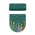 thumbnail image 5 of HELLHERO Christmas Tree Star Pattern Adds Holiday Charm for Bathroom Home Comfort, Elastic Bottom Polyester Toilet Lid Cover, Soft, Universal, 2 Piece, 5 of 8