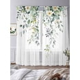 thumbnail image 3 of Summer Leaves Plant Sheer Curtains 96 Inch Long 2 Panels, Green Eucalyptus Leaf Light Filtering Rod Pocket Semi Sheer Curtains, Sheer Voile Drapes for Living Room Bedroom, 52"x96", 3 of 5