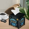 thumbnail image 5 of Psesaysky Cute Square Tissue Box Cover PU Leather, Blue Owl Waterproof Car Tissue Holder Storage for Bathroom Vanity, Countertops, Dressers, Night Stand, Parlors and Offices, 5 of 7