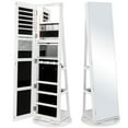 thumbnail image 1 of Gymax 360°Rotating Mirrored Jewelry Cabinet w/ High Mirror & Storage Shelves White, 1 of 9