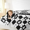 thumbnail image 4 of Manfei Merry Christmas King Size Comforter Sets,Xmas Tree Bedding Comforter Set,White Black Grid Bedding Set For Girls,Microfiber Bedroom Decor Reversible,3pcs, 4 of 8