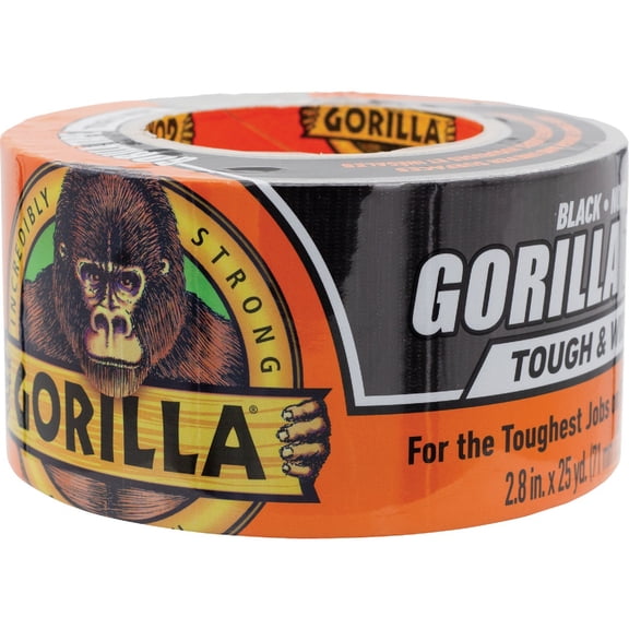 Gorilla Tape Tough & Wide, Black Tape, 2.88" x 25 yd (Pack of 4) - Heavy Duty and Weather Resistant for Indoor or Outdoor