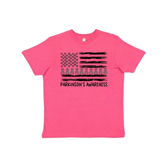 Inktastic Parkinson's Awareness Gray Ribbons and Flag Youth T-Shirt