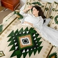 thumbnail image 4 of Manfei Brown Boho Bohemain Bedding Comforter Set 7 Pieces,Green Aztec Floral Full Bedding Set,Bohemain Geometry Fitted Sheet Flat Sheet,Breathable Room Decorative Reversible, 4 of 7