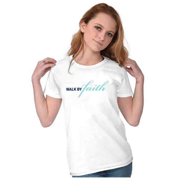 Religious Christian Walk By Faith Womens Slim Fit Graphic Tee Brisco Brands S