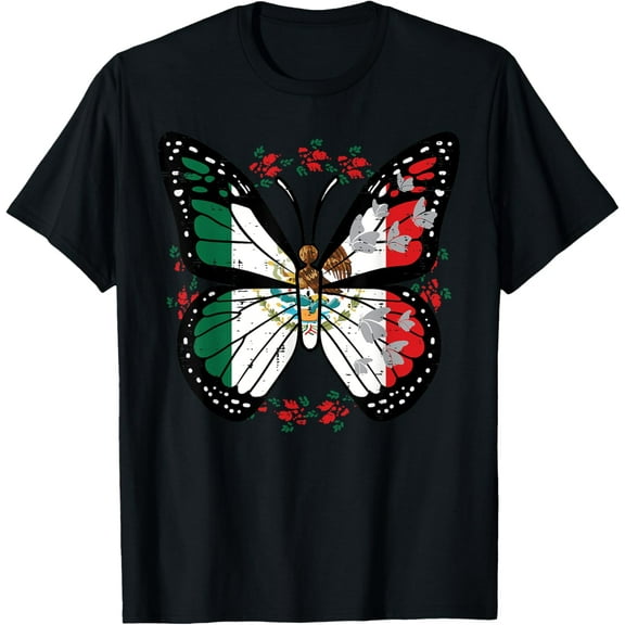 Mexican Independence Day Butterfly Mexico Women Girls Kids T-ShirtMen's and women's pure cotton short-sleeved shirts