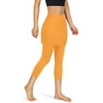 thumbnail image 5 of Labakihah Dresses For Women 2022 Women Tennis Skirted Leggings Pockets Elastic Sports Yoga Capris Skirts Legging Yellow Xxl, 5 of 6