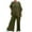 Army Green, variant on MuZeFu Fall Tops for Women 2024 Sweatsuits Women 2 Piece Outfit Lounge Sets for Women 2 Piece Pants Women Solid Round Neck Collar Long Sleeve Pullover Shirt Tops + Pants Trousers Set