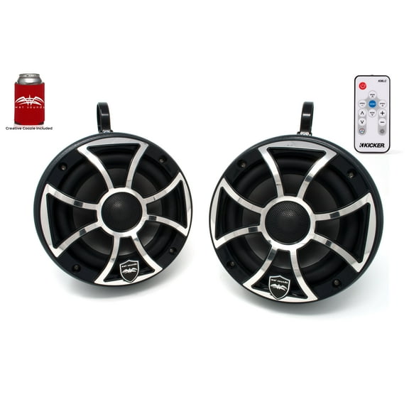 Wet Sounds REVO 6-XSB-SS Black 6.5 Inch Marine LED Speakers & Enclosures (1.75" Clamps) & LED Controller
