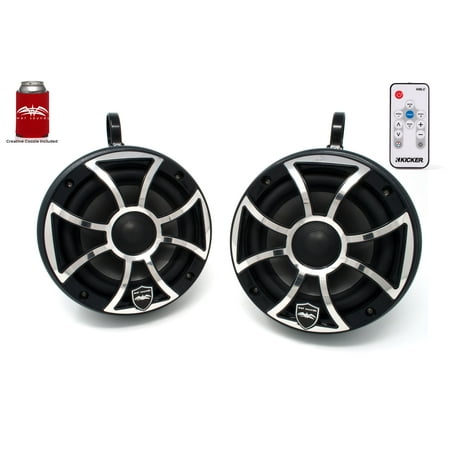 Wet Sounds REVO 6-XSB-SS Black 6.5 Inch Marine LED Speakers & Enclosures (1.75 Clamps) & LED Controller