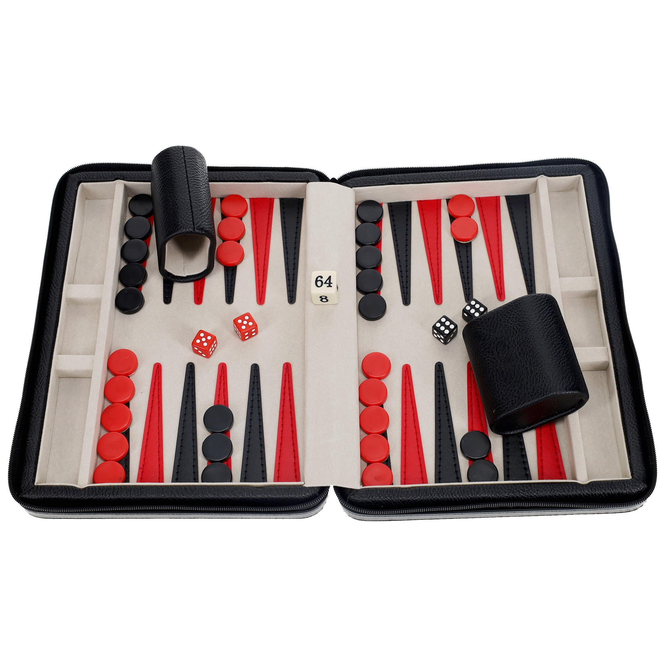 WE Games Magnetic Backgammon Set with Carrying Strap, Travel Size, Black/Red