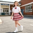 SAWOBUUN Girls' School Uniform Set Short Bubble Sleeve Button Down