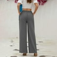 thumbnail image 6 of WTXUE Wide Leg Pants, Bell Bottoms Women's Linen Waisted Buckle Pants Elegant Pockets And Casual Court Pants Stylish Elegant And Comfortable, Palazzo Pants Slacks, Grey, 6 of 8