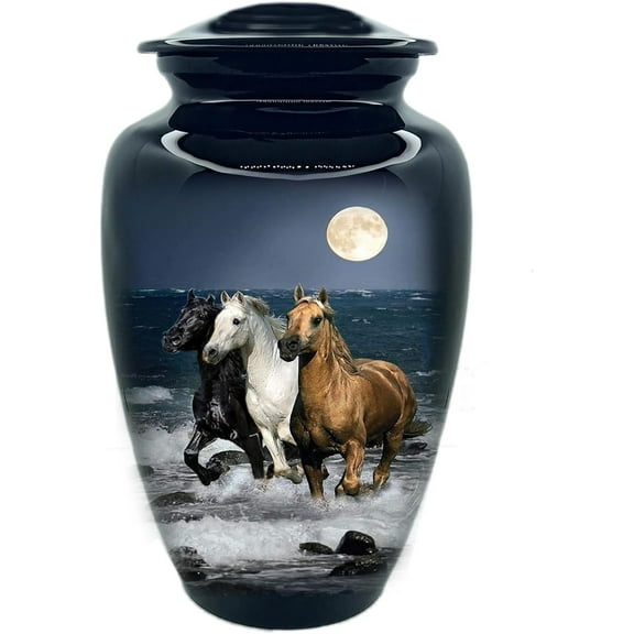 UR Cremation Urns- Three Running Horse Adult Urn –Best Urn for Human Ashes – Funeral Urn (Adult (200 lbs) – 10.5 x 6 “, US Cremation Urn)