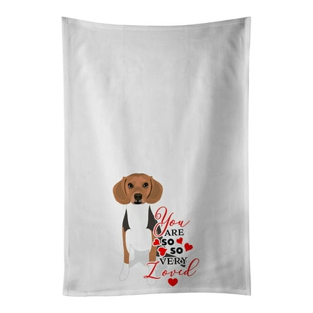 

Beagle Tricolor #1 so Loved White Kitchen Towel Set of 2 19 in x 28 in