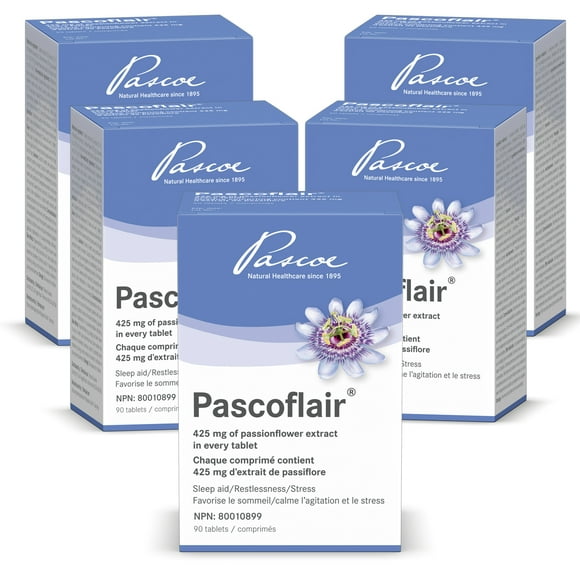 Pascoe - Pascoflair – Herbal Sleep Aid - 425mg Of Passionflower Extract Per Tablet - 90 Tab - Multipack of 5