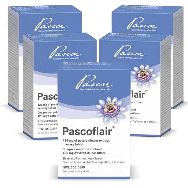 Pascoe - Pascoflair – Aide au Sommeil à Base de Plantes - 425 Mg d'Extrait de Passiflore par Comprimé - 90 Comprimés - Multipack de 5