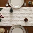 thumbnail image 4 of TETOU Christmas Tree Jacquard Table Runner 13x72 Inch Soft Plush Faux Fur Table Decoration for Christmas Home Party - White, 4 of 6