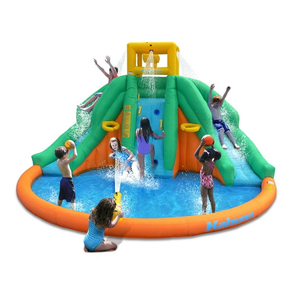 Kahuna Twin Peaks Kids Inflatable Splash Pool Backyard Water Slide Park Walmart Com Walmart Com