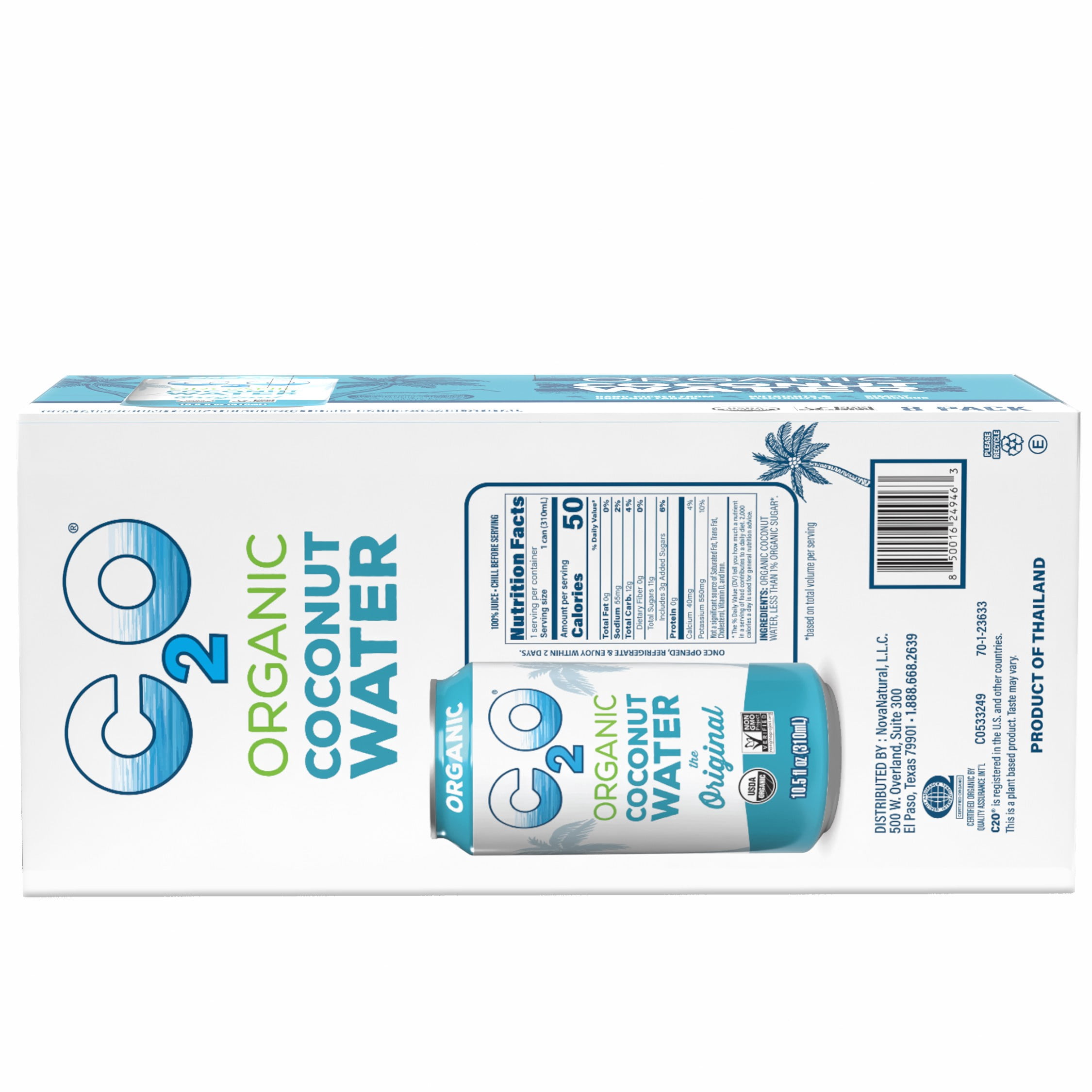 (3 pack) C2O Coconut Water Organic, The Original, ready to drink, 10.5 fl oz, 8 Pack