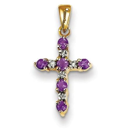 cross amethyst necklace purple fancy diamond 14k religious charm pendant yellow gold dialog displays option button additional opens zoom