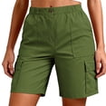 thumbnail image 2 of Aoiroe Women's Hiking Cargo Shorts Lightweight Shorts for Travel Athletic Green XL, 2 of 6