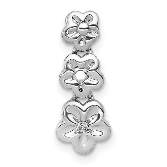 FB Jewels 14K White Gold .01 Carat Diamond Flowers Pendant