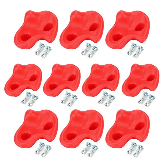 Climbing Stone, 10PCS Plastic Textured Rock Climbing Stone Rocks Wall Stones Kids Assorted Kit Bo-lt For Climbing FramesAnd Kids Climbing Wa-lls (Red)