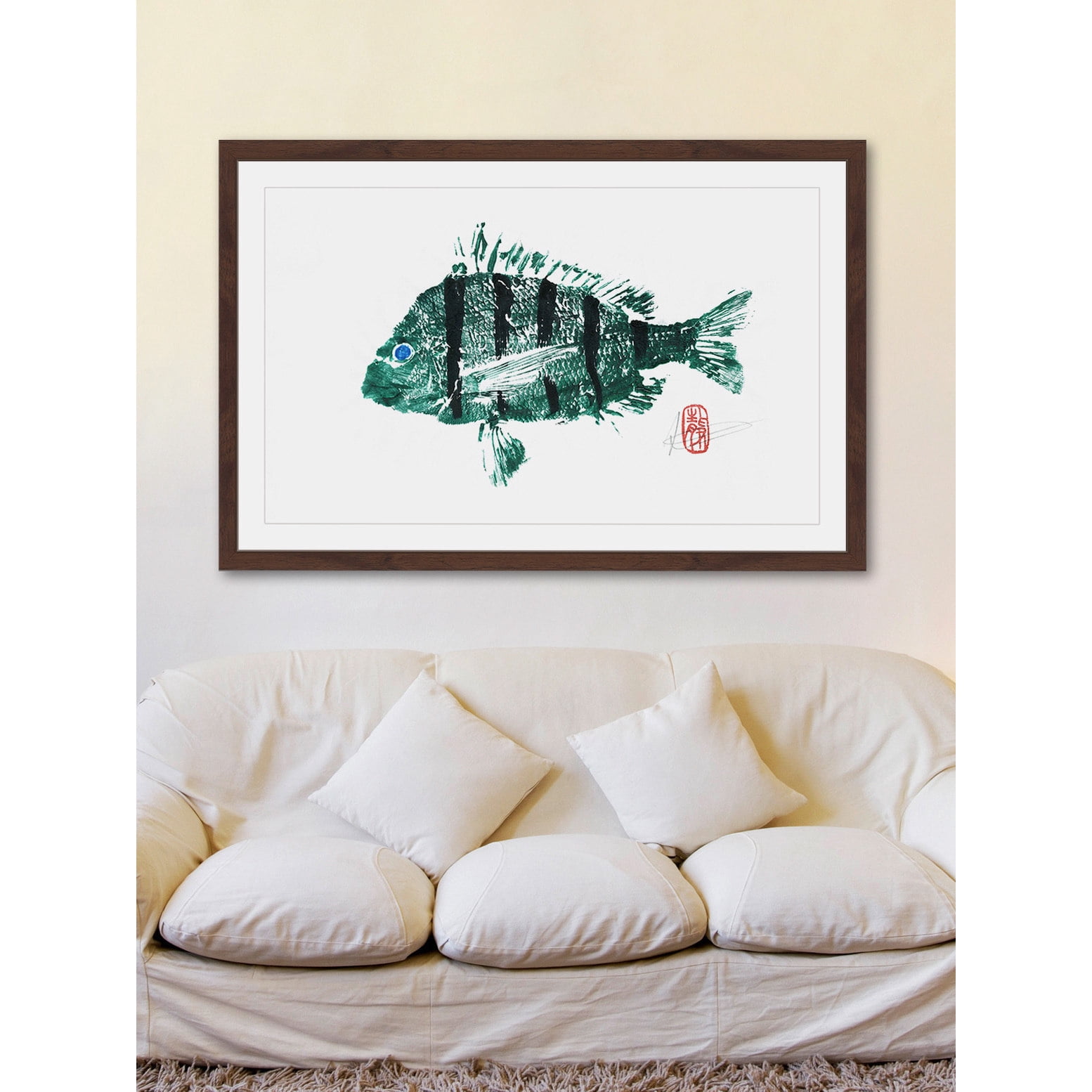 "Sheepshead in Green" Framed Painting Print