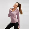 thumbnail image 3 of Women's Workout Long Sleeve Shirts - Ladies Yoga Running Tops Quarter Zip Pullovers, 3 of 8