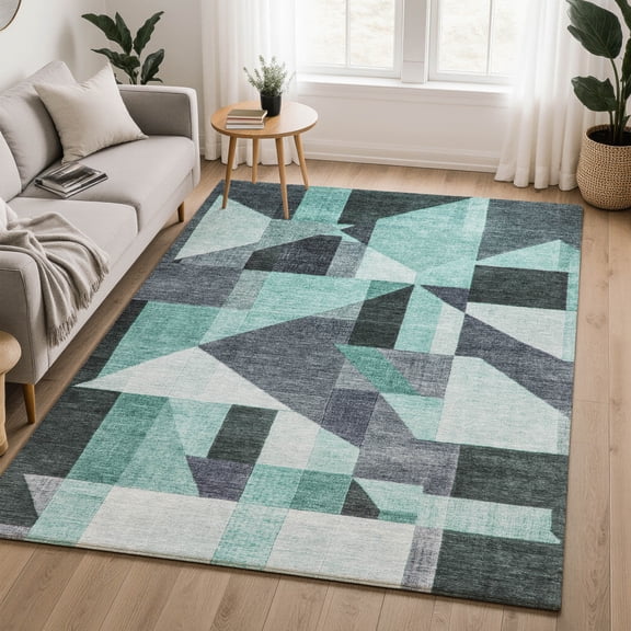 Addison Rugs Mayfield Premium Machine Washable Traditional Global Teal Rectangle Rug, 10' x 14'