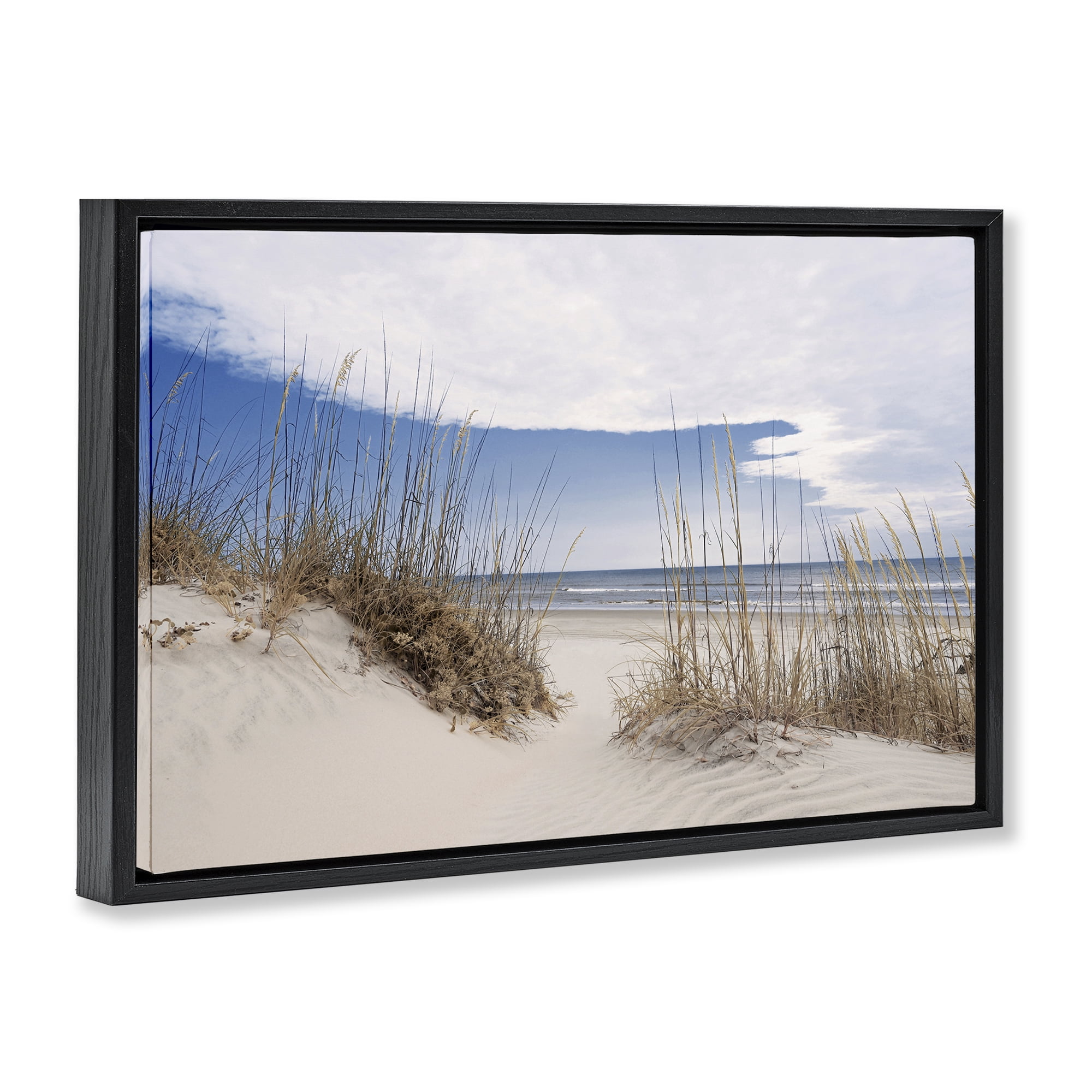 Stupell Industries Sea Oats Along Sandy Dunes Black Framed Floater Canvas Wall Art, design by Natalie Carpentieri