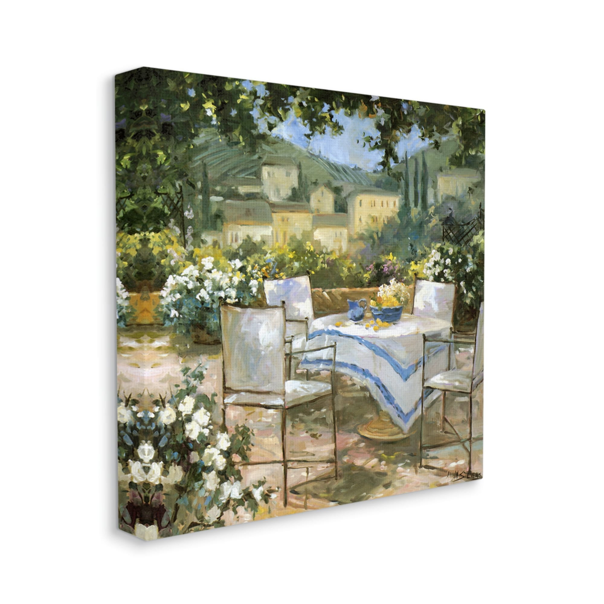 Stupell Industries Floral Villa Patio Scenery Landscape Painting Gallery Wrapped Canvas Print Wall Art