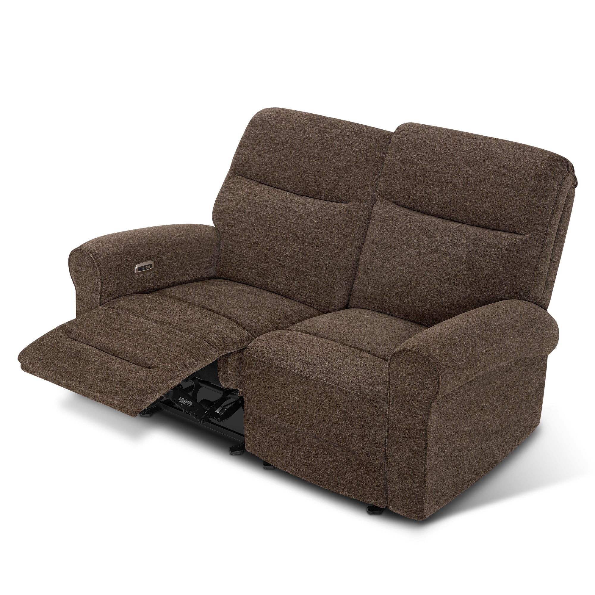 MCombo 64.6" Wall Hugger Power Loveseat Recliner Sofa with USB Ports, Reclining Loveseat for Small Spaces Living Room RV, Fabric PR635M1 (Brown)