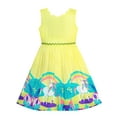 thumbnail image 1 of Girls Dress Unicorn Rainbow Cartoon Yellow Princess 6 Years, 1 of 7