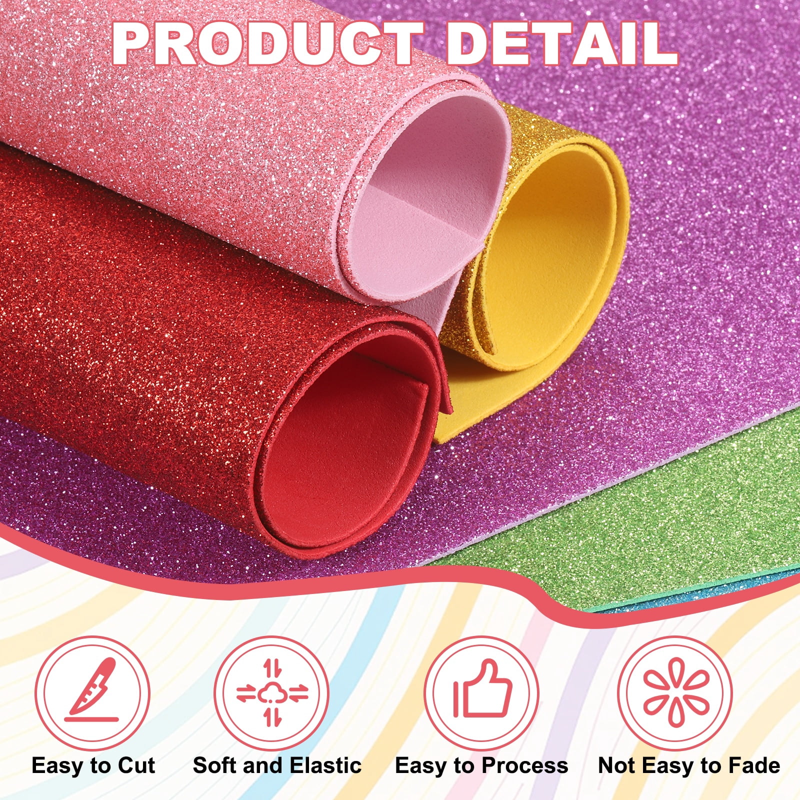 Uxcell 15 Pcs EVA Foam Sheet, 11.8 x 7.9 Inch 2mm Thick Glitter  Foam Sheets Sparkle Foams Paper for Classroom Scrapbooking DIY Handcraft Art Craft Project, Dark Blue