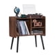 thumbnail image 1 of VEVOR Soporte para tocadiscos de madera de 2 niveles con 3 gabinetes, color negro y marrón, 1 of 9
