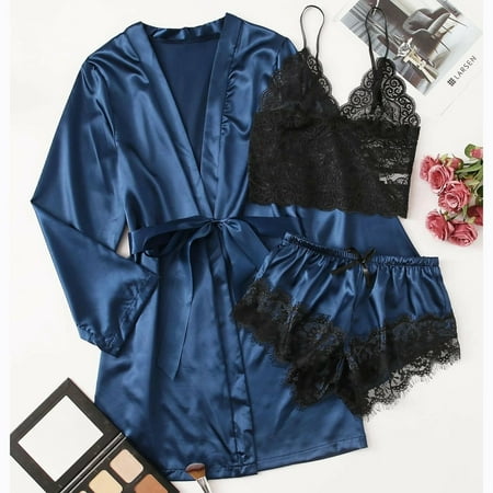 

〖TOTO〗Intimates For Women Satin Silk Pajamas Women Nightdress Lingerie Robes Underwear Sleepwear