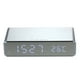 thumbnail image 1 of Reloj despertador digital multifuncional con carga inalámbrica, termómetro y pantalla grande en color plata, ideal para uso en casa u oficina., 1 of 7