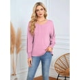 thumbnail image 2 of Long Sleeve Shirts Womens Pleated Business Casual Blouses with Smocked Cuffs Pink XL, 2 of 6