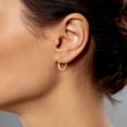 thumbnail image 2 of 14K Yellow Gold Round Gold Hoop Earring for Women | High-Polish, ¾ Inch Diameter, Slim (2.5mm)| Real Gold, Stamped for Authenticity, 2 of 5
