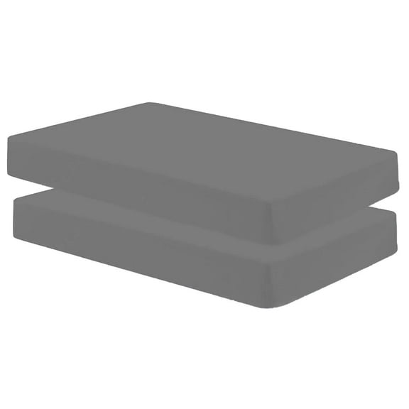 Gilbins Durable Polyester Breathable Cot Fitted Sheet, 30" x 75", 2-Pack, Gray